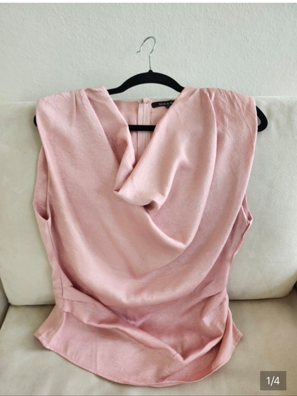 Sleeveless Draped Pink Cowl-Neck Top by Seven Dials - Picture 3 of 6